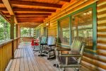 Enjoy a coffee on the covered deck 